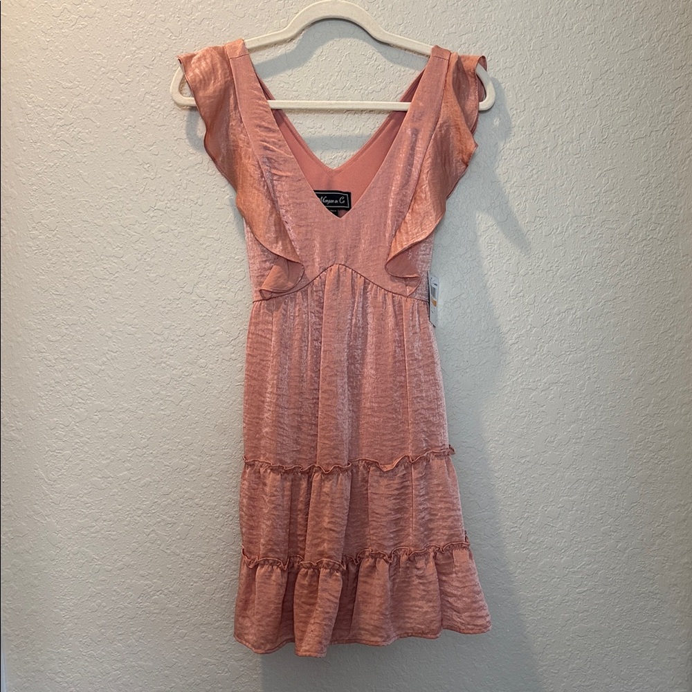 Morgan & Co C1244 Short Ruffle Tiered Cocktail Mini Dress